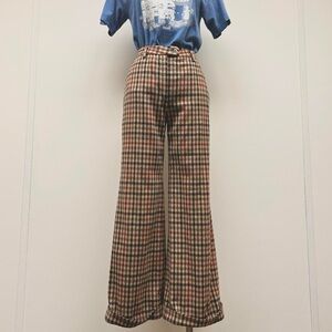 Brown plaid flare trouser